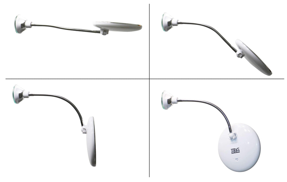 LED Makeup Mirror – 10x Magnification, Flexible Gooseneck & Suction Cup