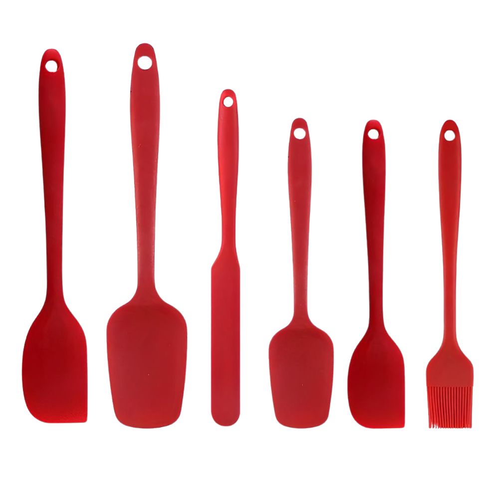 Premium Flexible Silicone Spatula Set - 6 Piece Kitchen Utensil Set for Baking & Cooking