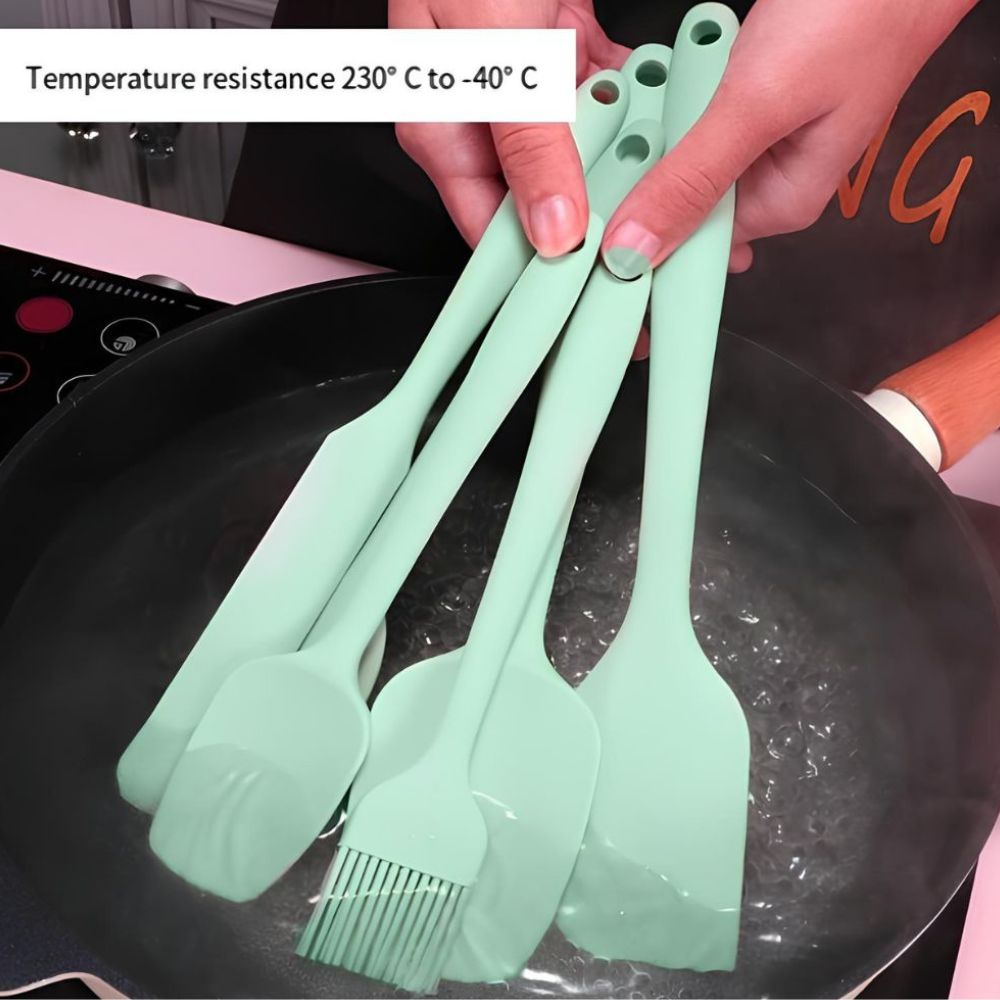 Premium Flexible Silicone Spatula Set - 6 Piece Kitchen Utensil Set for Baking & Cooking