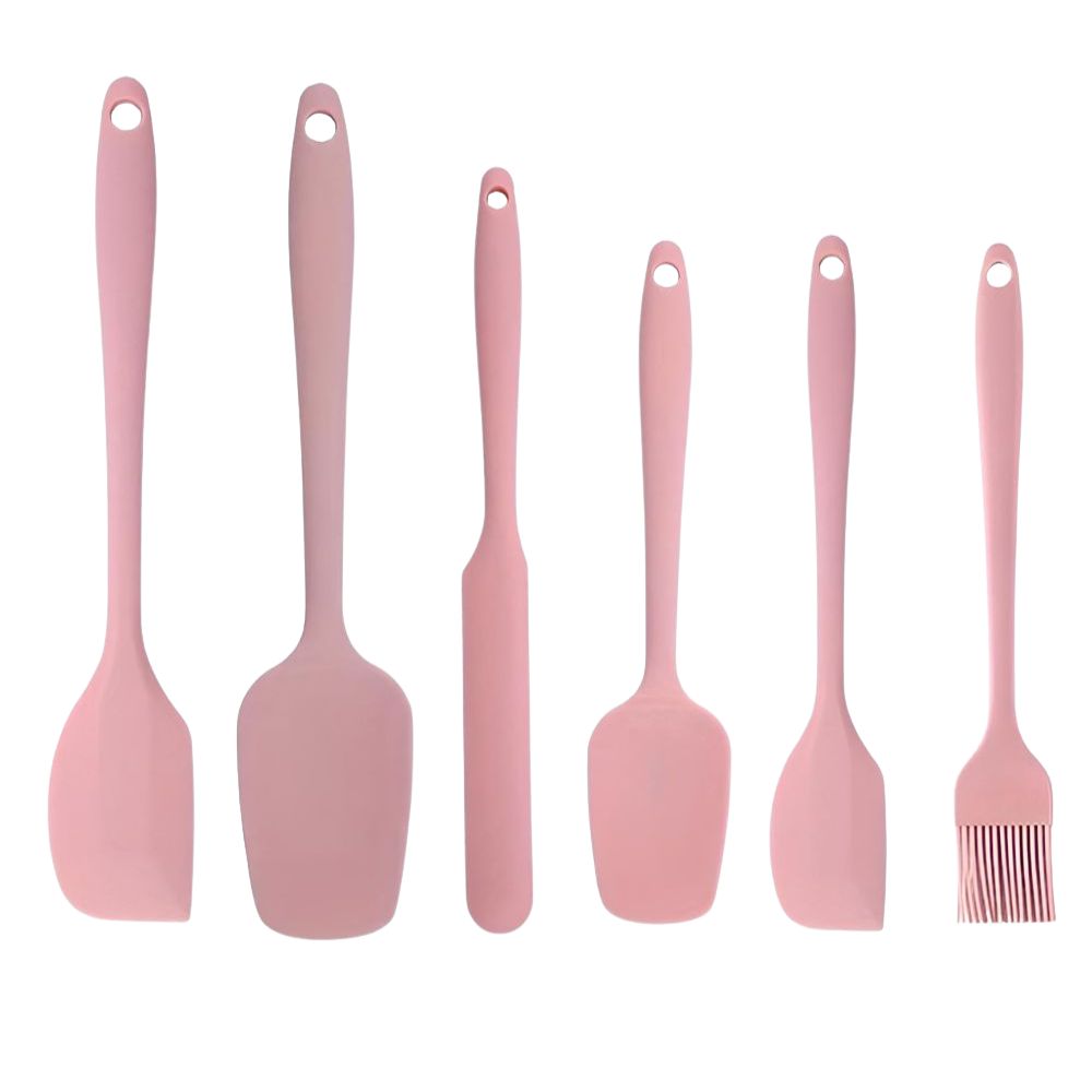 Premium Flexible Silicone Spatula Set - 6 Piece Kitchen Utensil Set for Baking & Cooking
