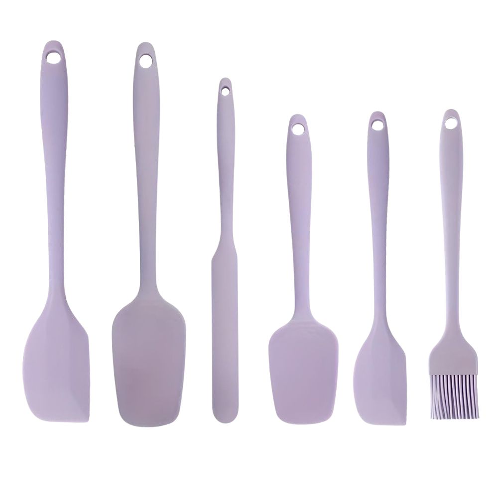 Premium Flexible Silicone Spatula Set - 6 Piece Kitchen Utensil Set for Baking & Cooking