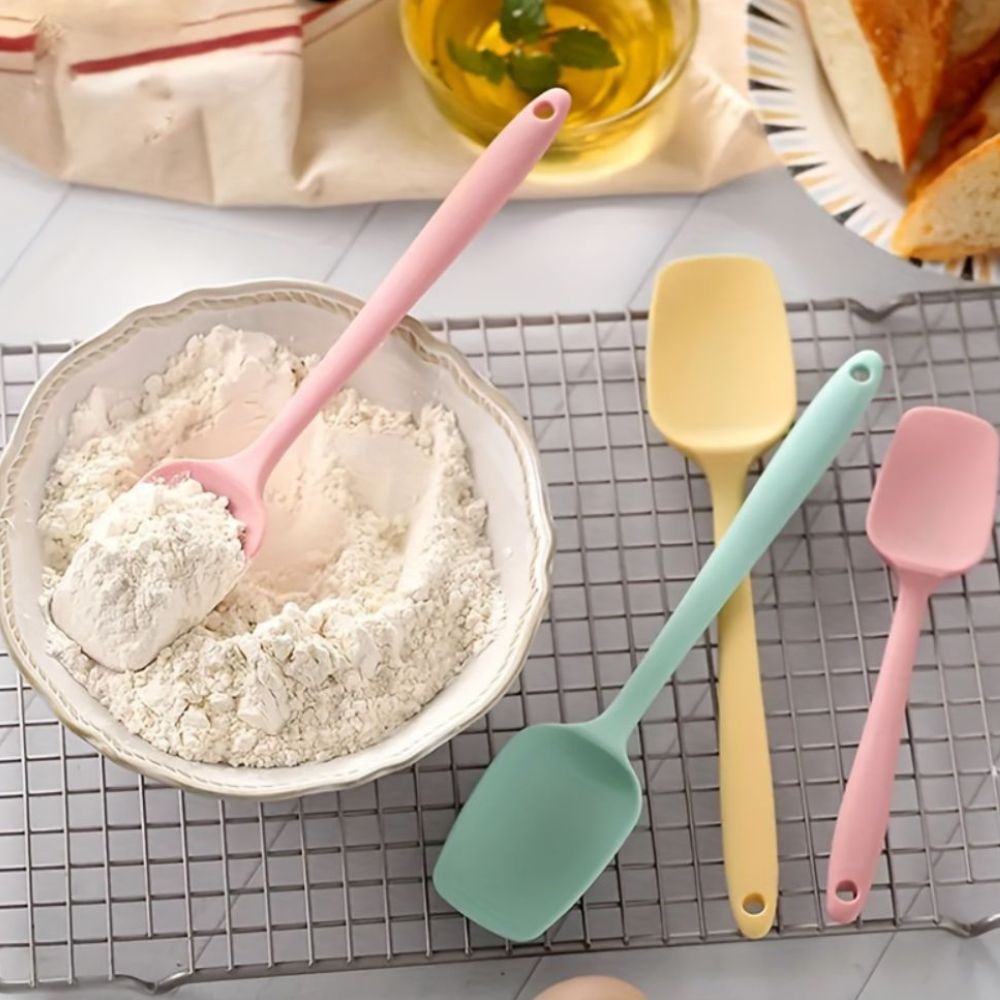 Premium Flexible Silicone Spatula Set - 6 Piece Kitchen Utensil Set for Baking & Cooking