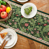 Flora Vine Embroidered Table Runner with Tassels - Elegant Floral Design for Dining Table Decor