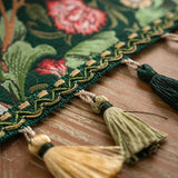 Flora Vine Embroidered Table Runner with Tassels - Elegant Floral Design for Dining Table Decor