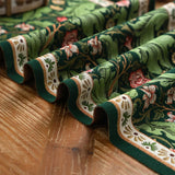 Flora Vine Embroidered Table Runner with Tassels - Elegant Floral Design for Dining Table Decor