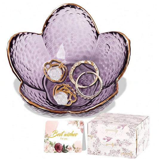 Ceramic Ring Holder Dish – Flower Design, Jewelry Tray & Mother's Day Gift