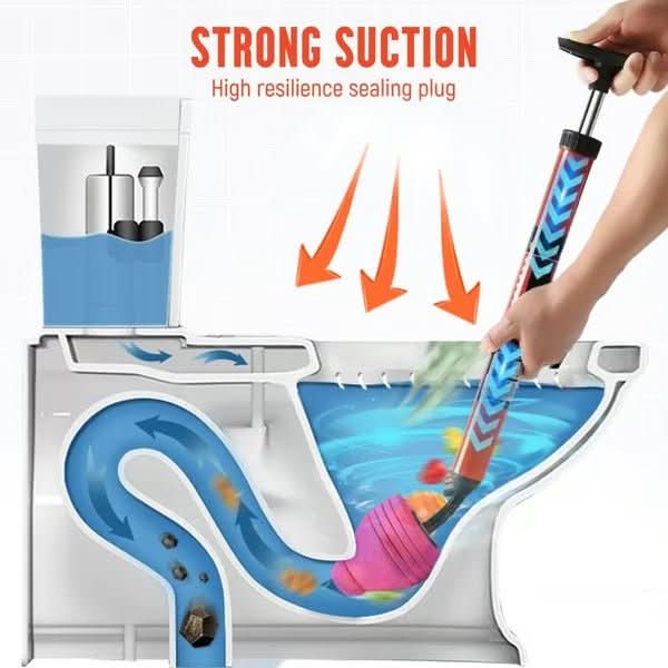 FLOWMAX High-Pressure Toilet Plunger - Rapid Clog Removal Tool for Effective Bathroom Drain Cleaning