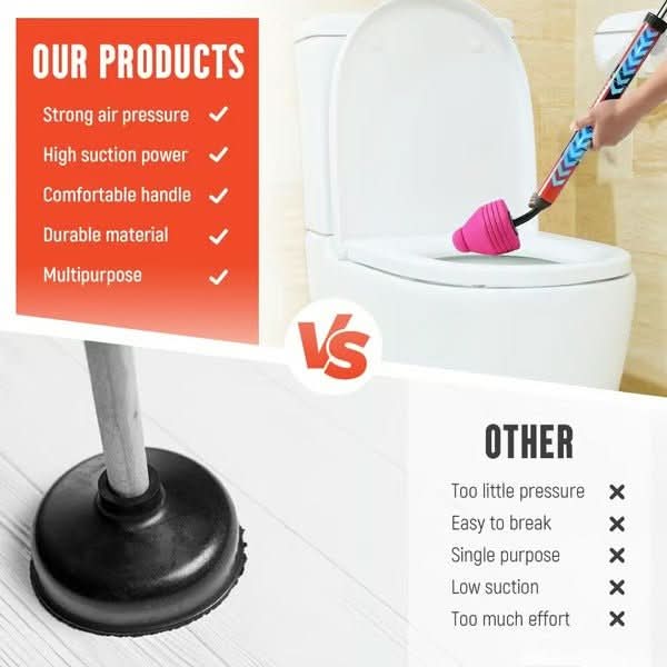 FLOWMAX High-Pressure Toilet Plunger - Rapid Clog Removal Tool for Effective Bathroom Drain Cleaning