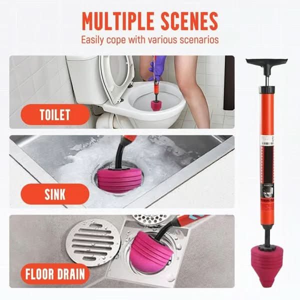 FLOWMAX High-Pressure Toilet Plunger - Rapid Clog Removal Tool for Effective Bathroom Drain Cleaning