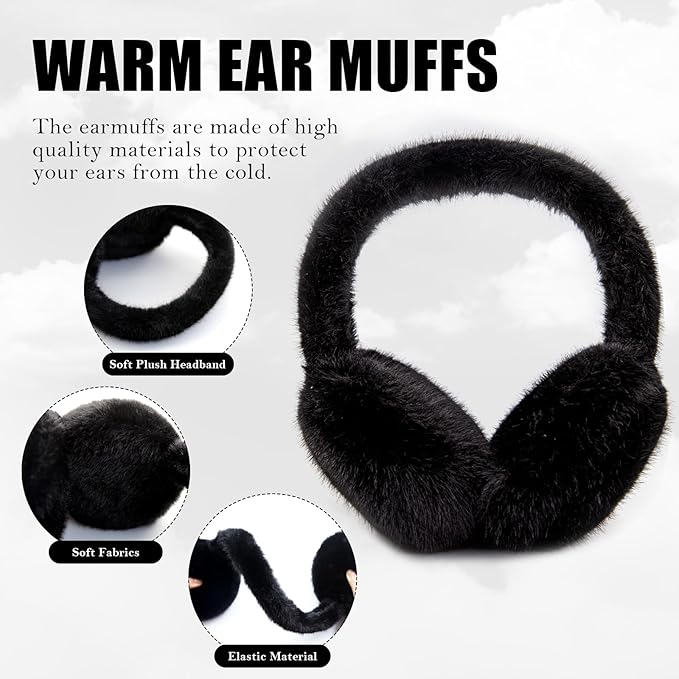 Fluffy Foldable Faux Fur Winter Ear Warmers - Cozy FauxSnugs for Ultimate Warmth & Style