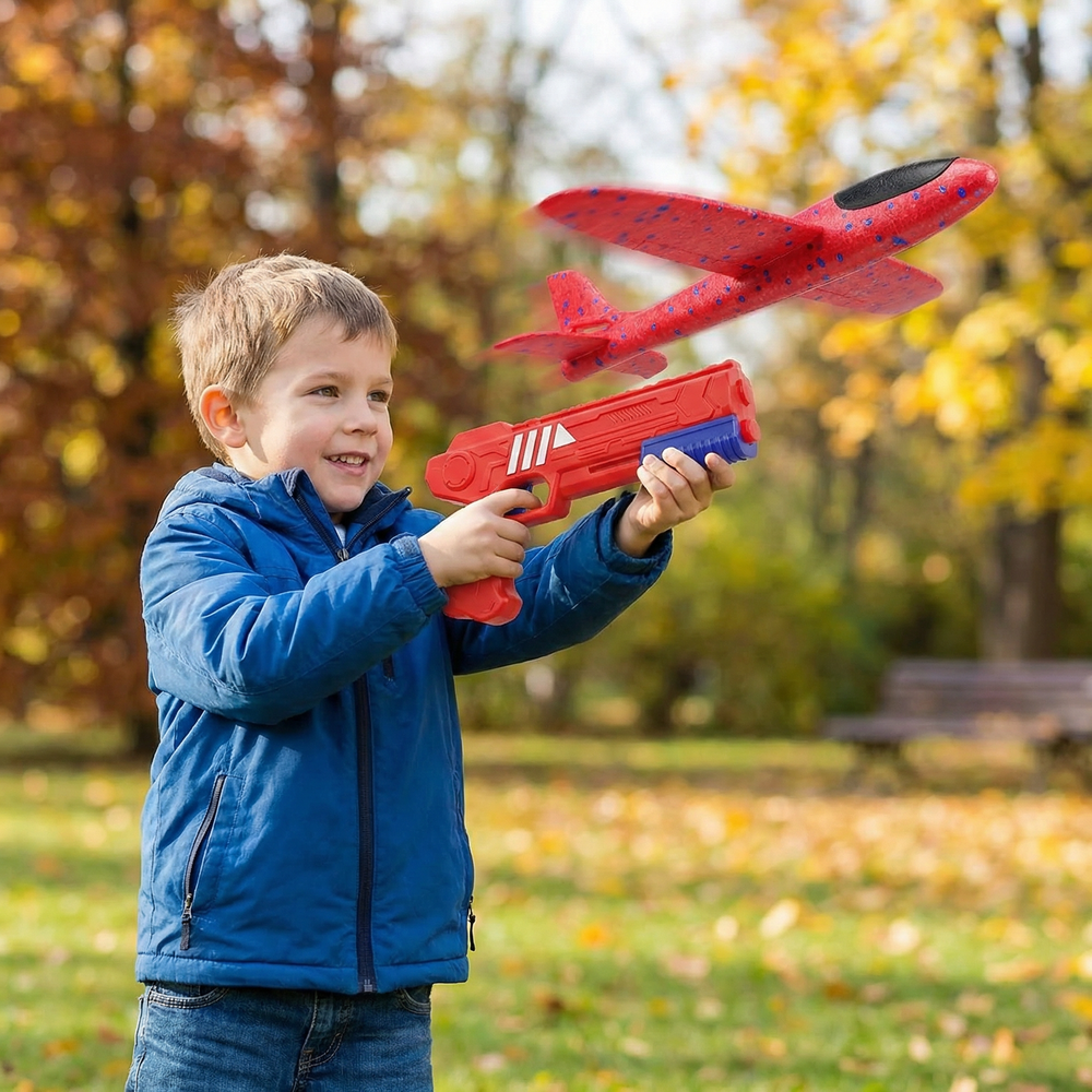 Foam Airplane Launcher – Push-Button Launch, Interactive Play & Outdoor Coordination