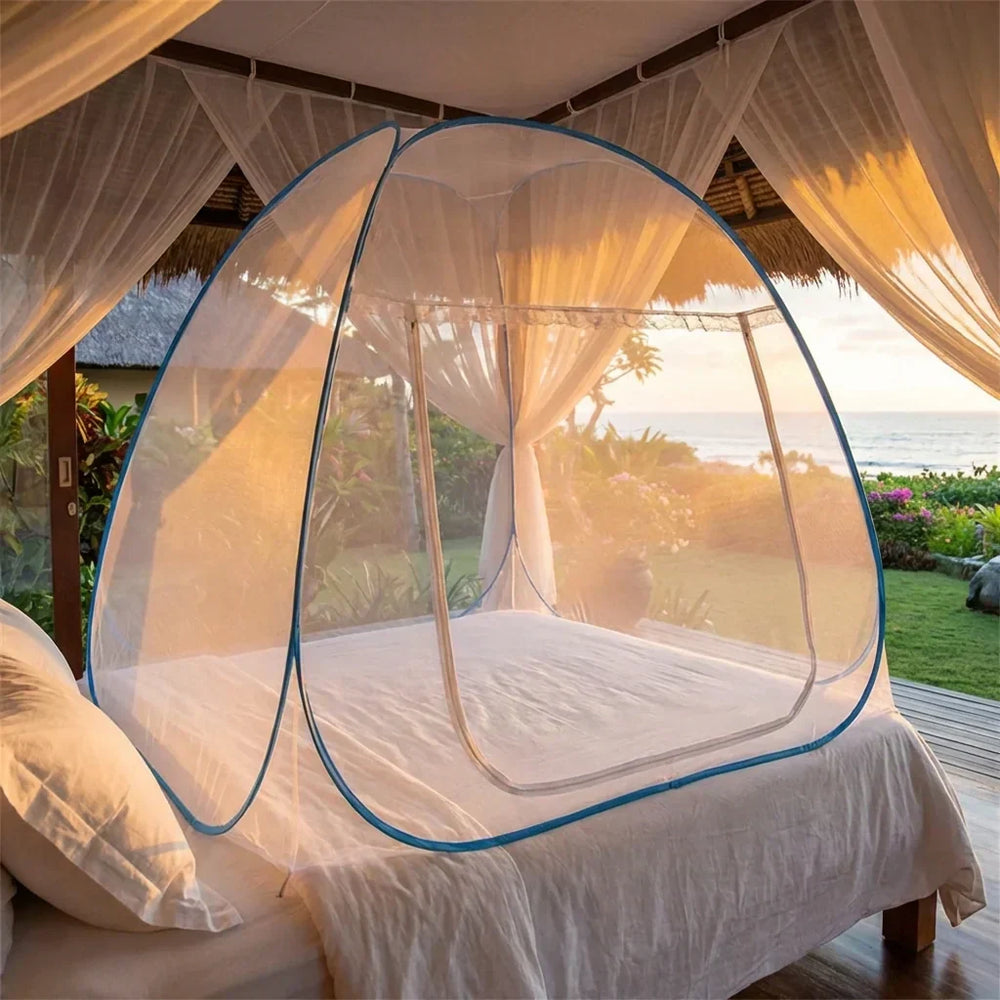 Pop-Up Mosquito Net Tent – Ø100cm Foldable, Zippered Entry & Breathable Polyester