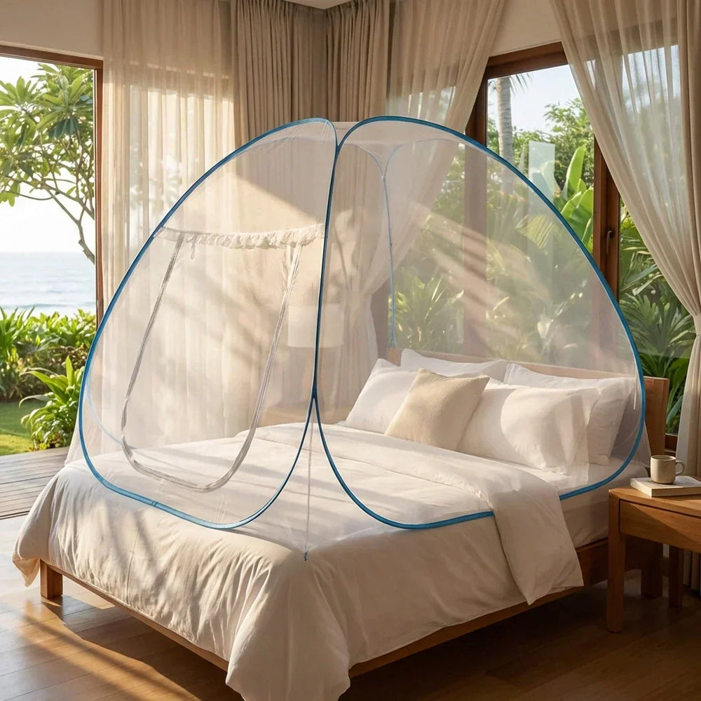 Pop-Up Mosquito Net Tent – Ø100cm Foldable, Zippered Entry & Breathable Polyester
