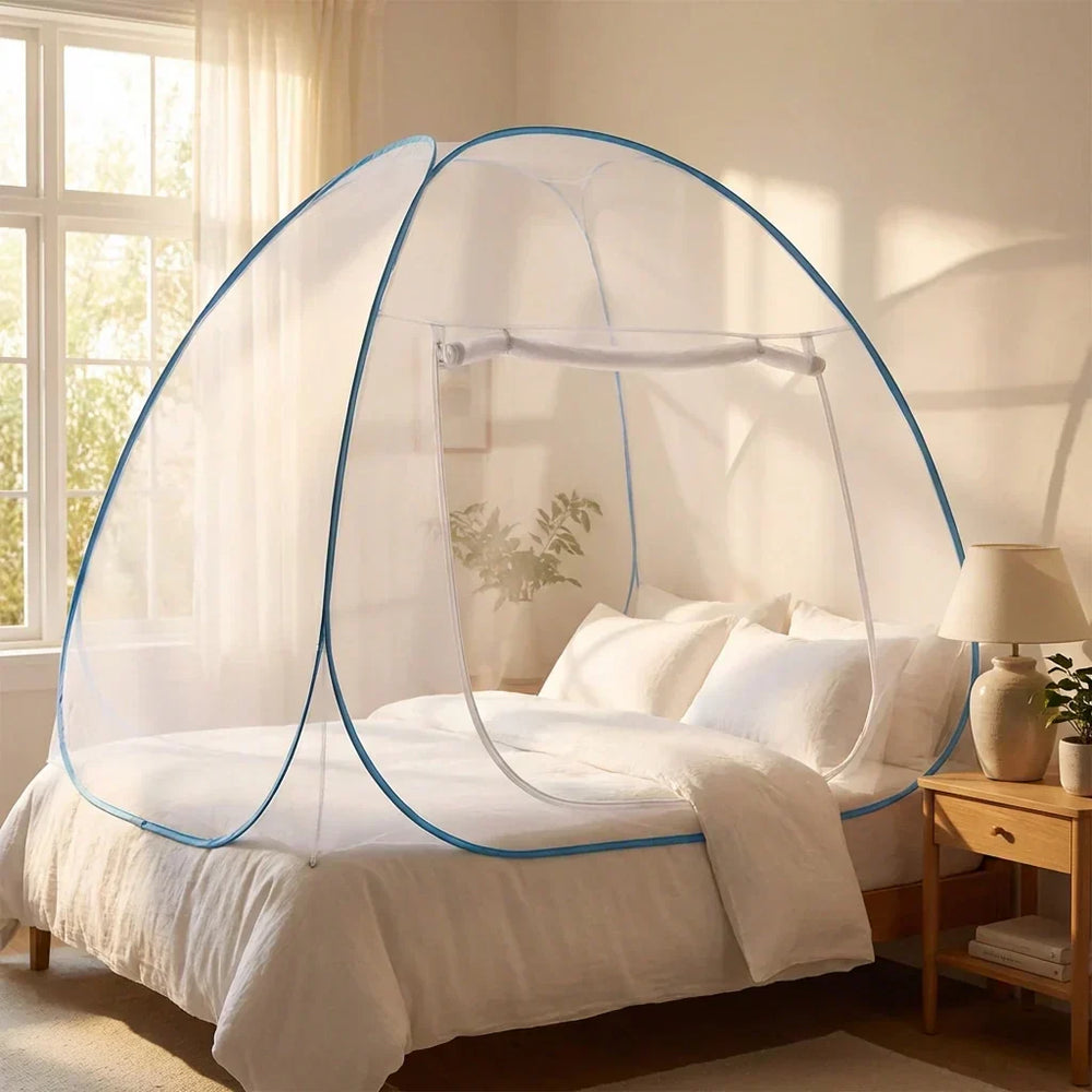 Pop-Up Mosquito Net Tent – Ø100cm Foldable, Zippered Entry & Breathable Polyester