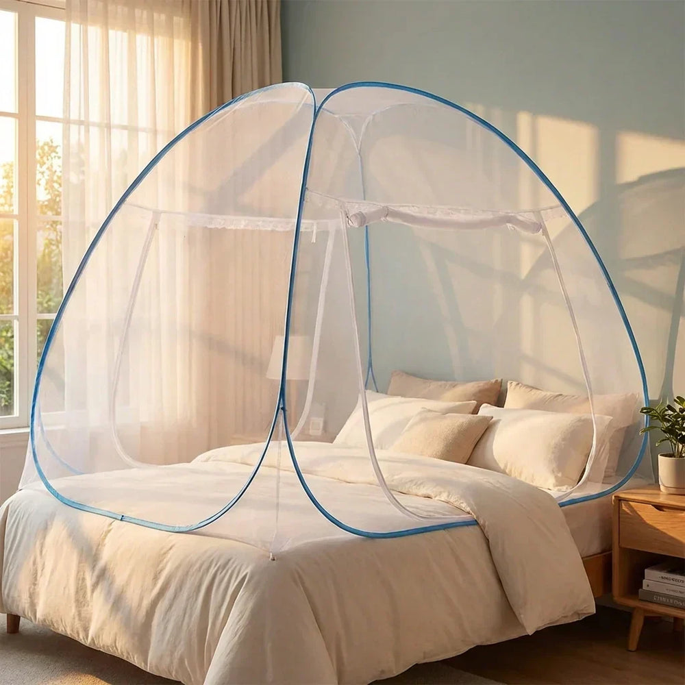 Pop-Up Mosquito Net Tent – Ø100cm Foldable, Zippered Entry & Breathable Polyester