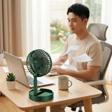 Extendable Desk Fan – USB Rechargeable, 3 Speeds & Phone Holder