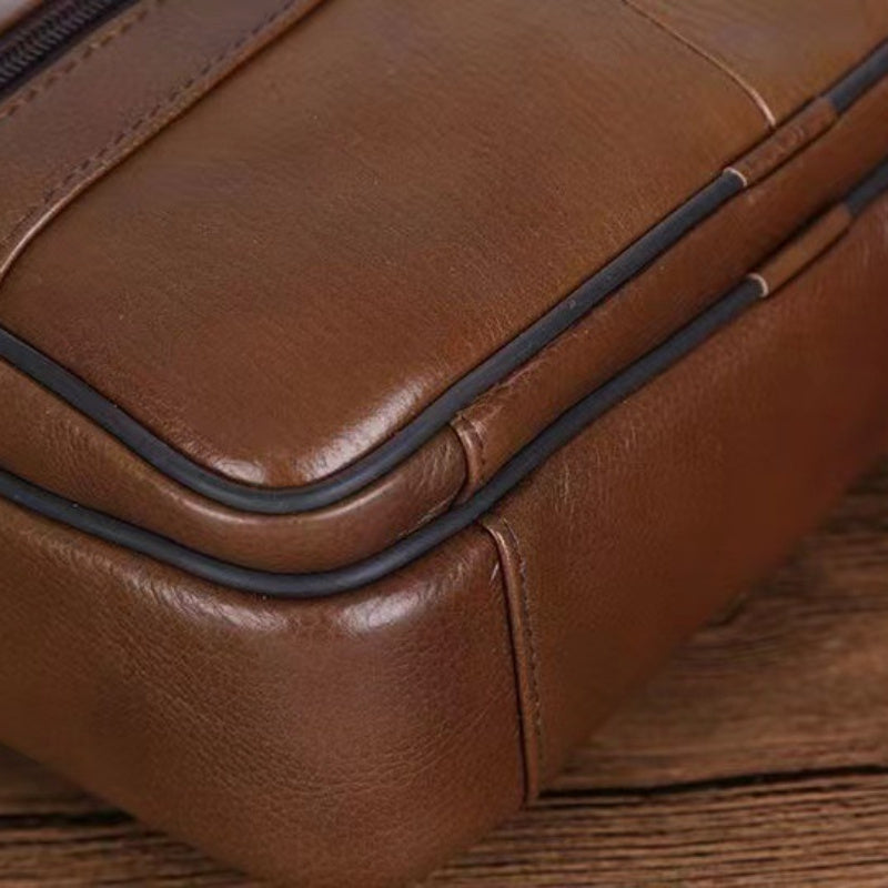 BowLift | Men’s Leather Shoulder Bag | Genuine Cowhide Crossbody | Adjustable Strap