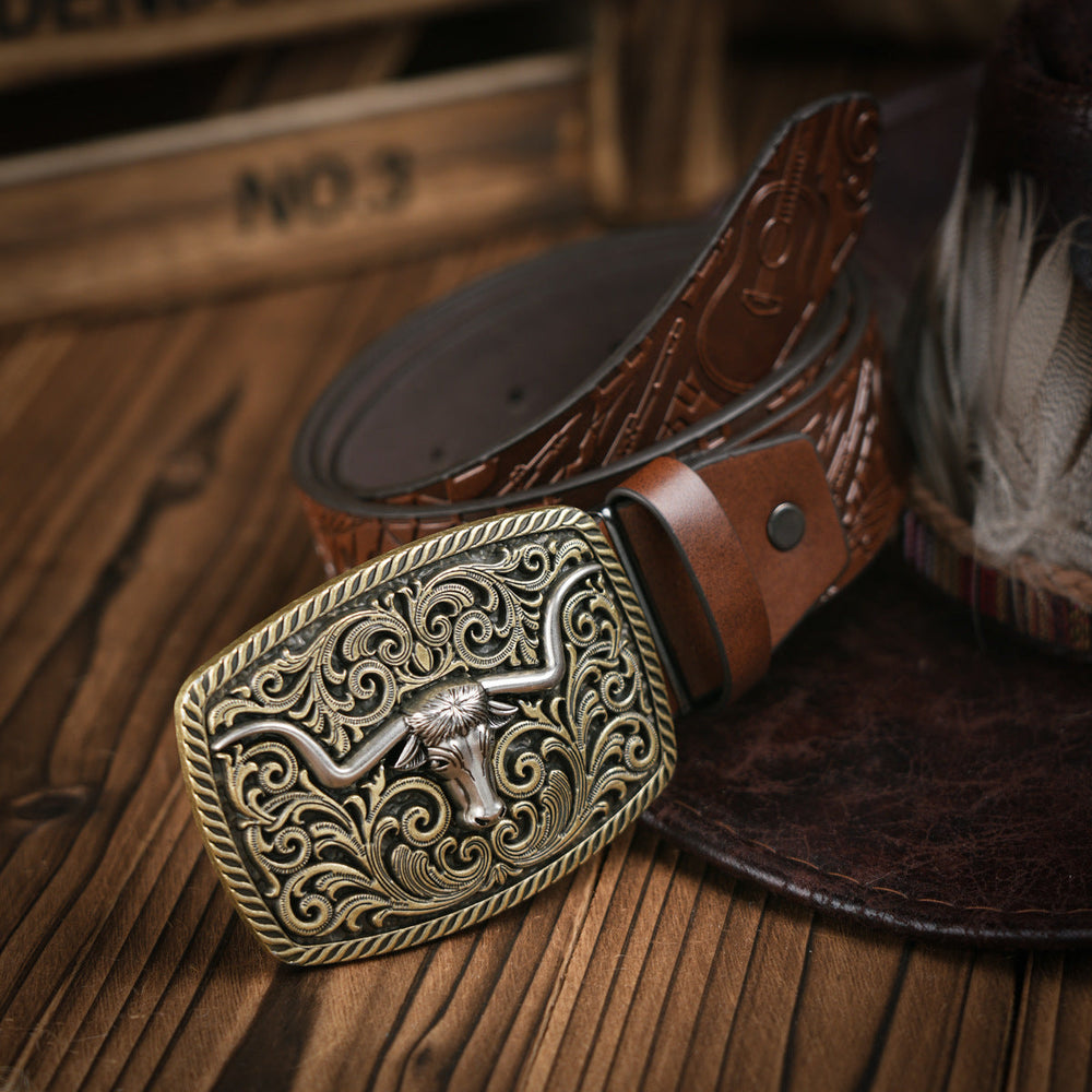 BowLift | Men’s Belt | Western Style | Vegan Leather & Durable Metal Buckle
