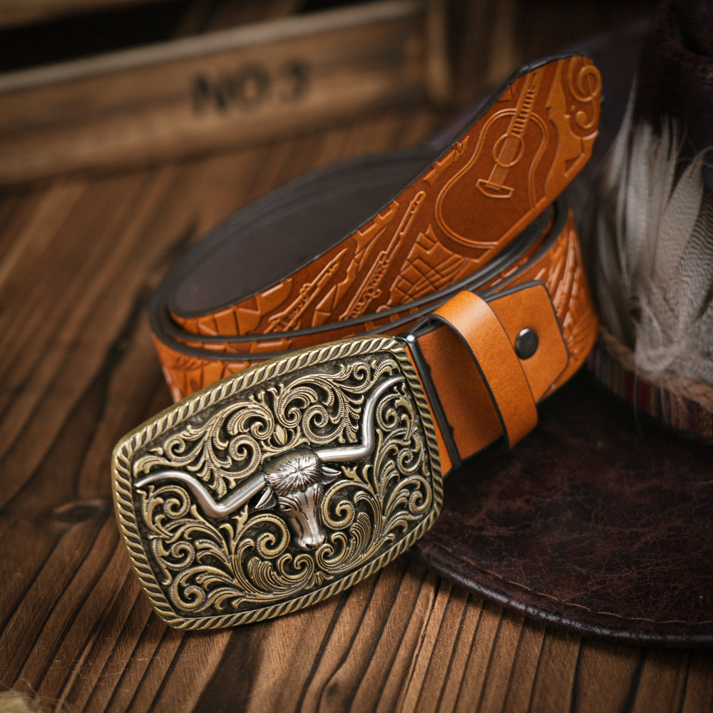 BowLift | Men’s Belt | Western Style | Vegan Leather & Durable Metal Buckle