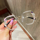 Rhinestone Sunglasses – Women's Frameless Design, Gradient Lens & UV400 Protection