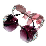 Rhinestone Sunglasses – Women's Frameless Design, Gradient Lens & UV400 Protection