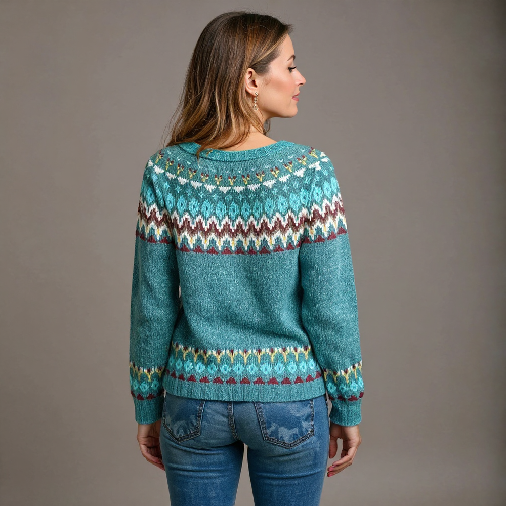 Sofia Vintage Icelandic Handcrafted Sweater - Unique Artisan Knitwear for Cozy Style