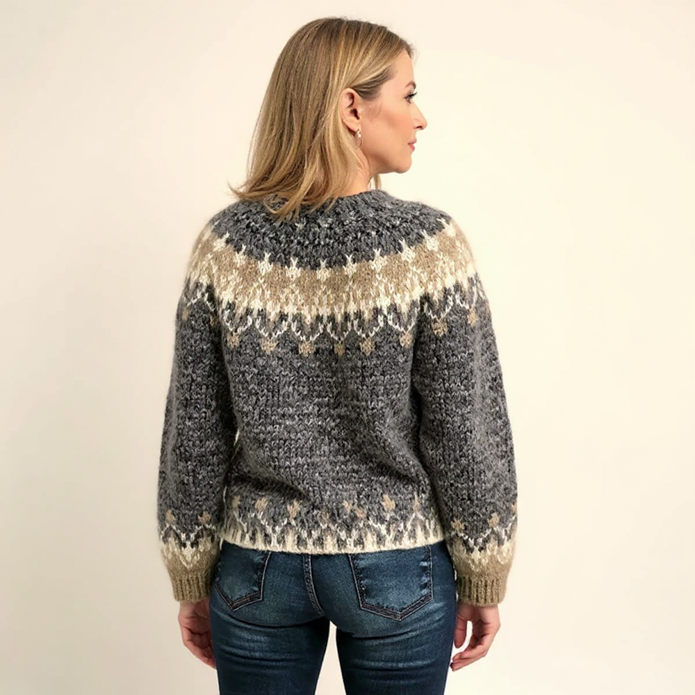 Samantha Vintage Icelandic Sweater - Cozy Knit Pullover for Women