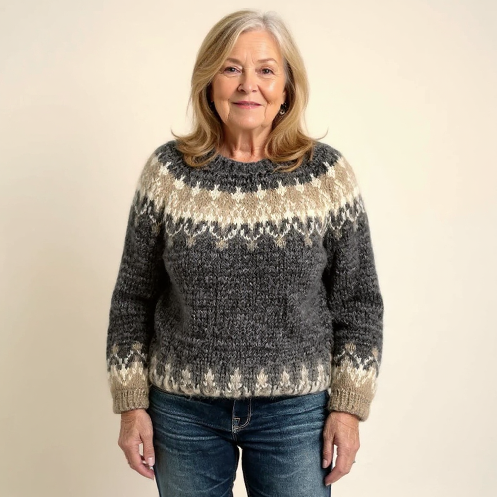 Samantha Vintage Icelandic Sweater - Cozy Knit Pullover for Women
