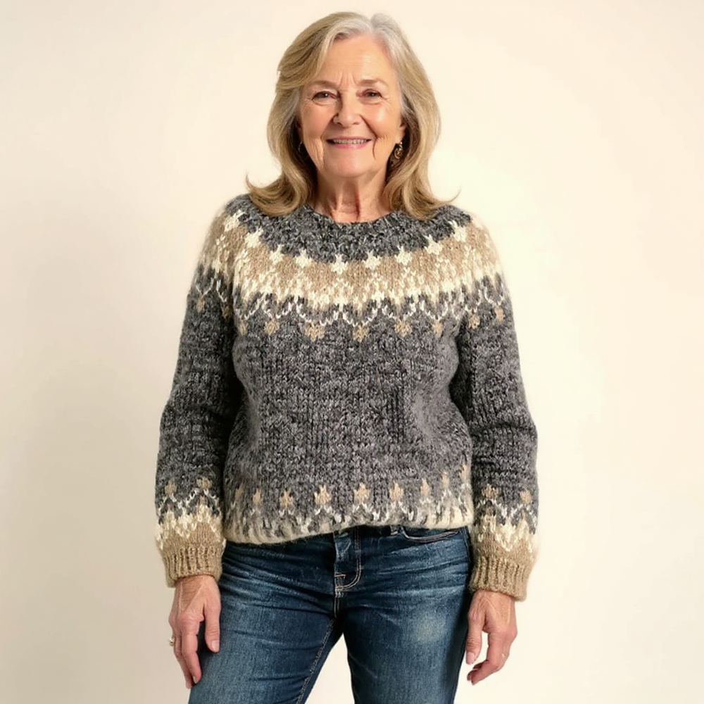 Samantha Vintage Icelandic Sweater - Cozy Knit Pullover for Women