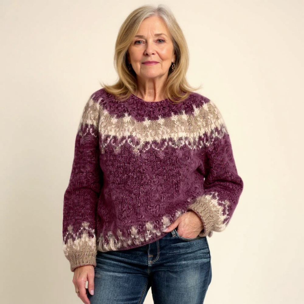Samantha Vintage Icelandic Sweater - Cozy Knit Pullover for Women