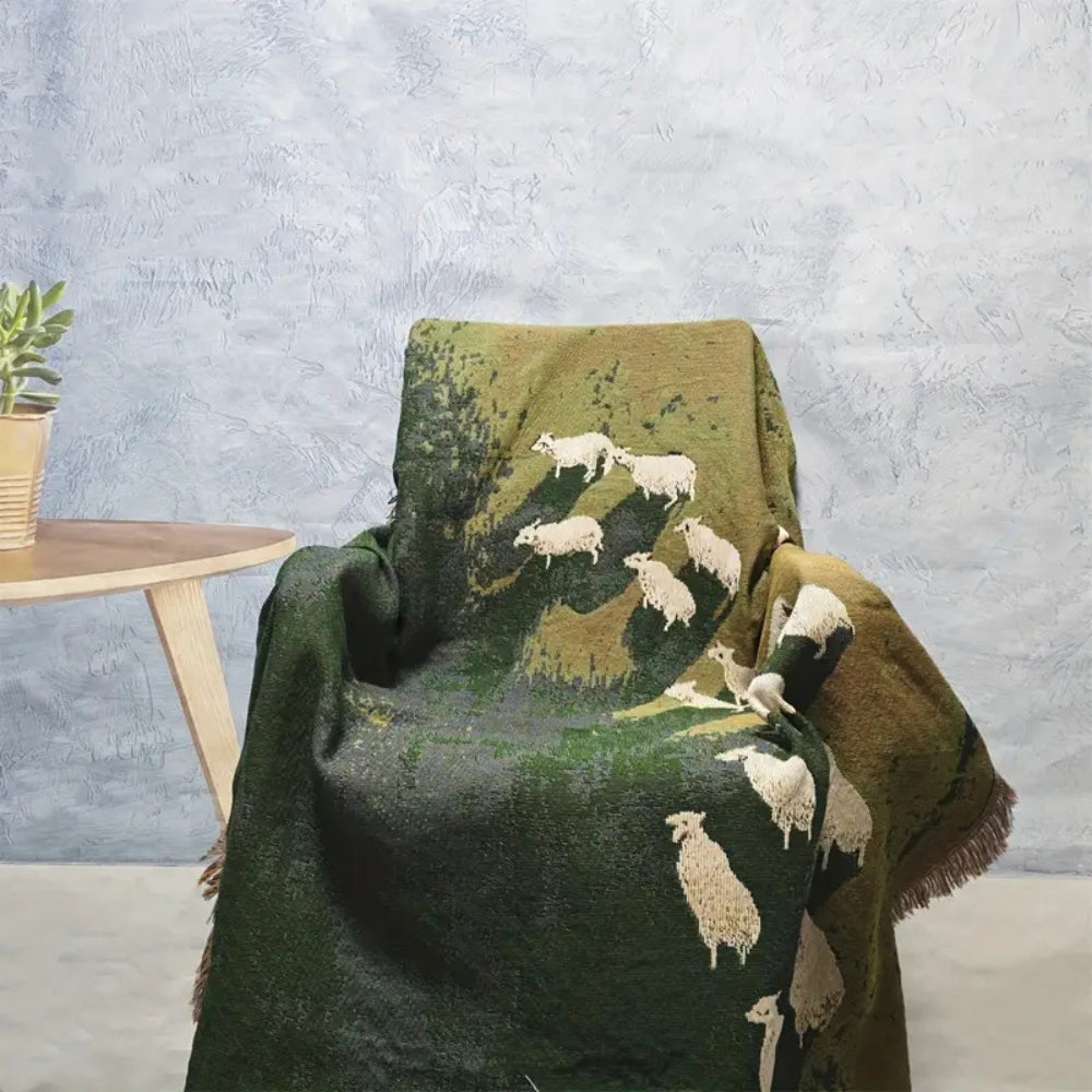 Cozy Woven Sheep Meadow Throw Blanket - Soft, Stylish, and Perfect for Home Decor