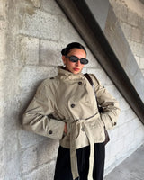 Women's belted trench coat, view 4