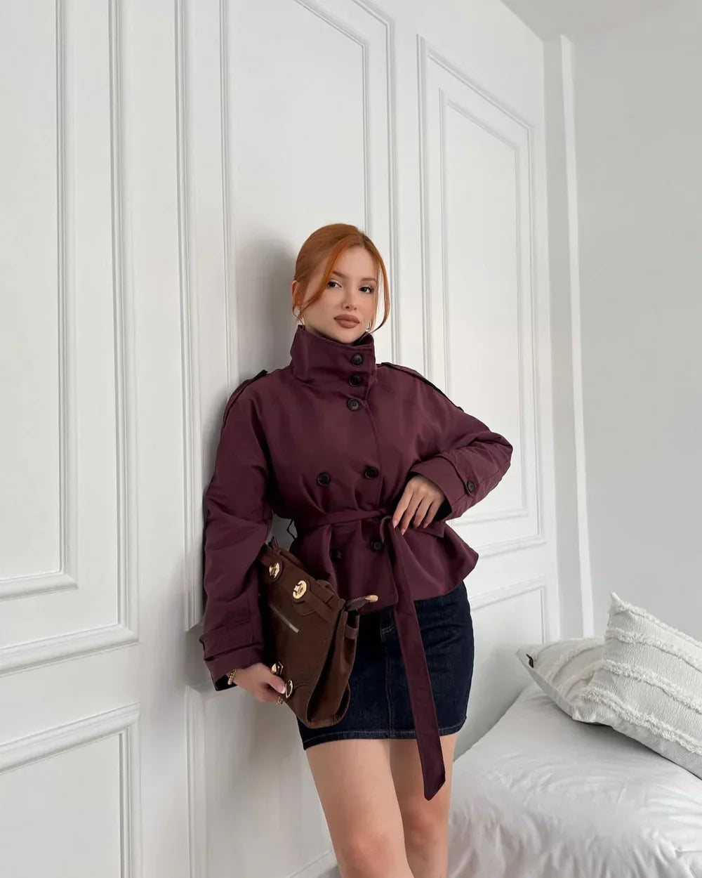 Women's belted trench coat, view 5