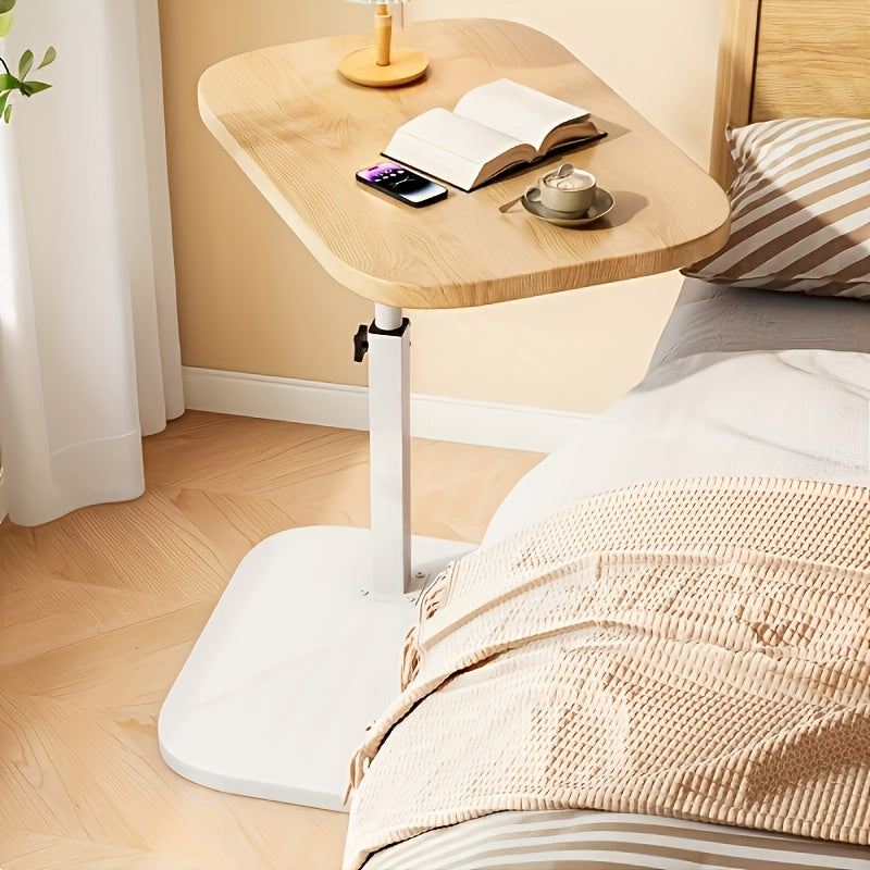 Adjustable Height Side Table with Stylish Wood Top - Versatile & Modern Design for Living Room or Bedroom