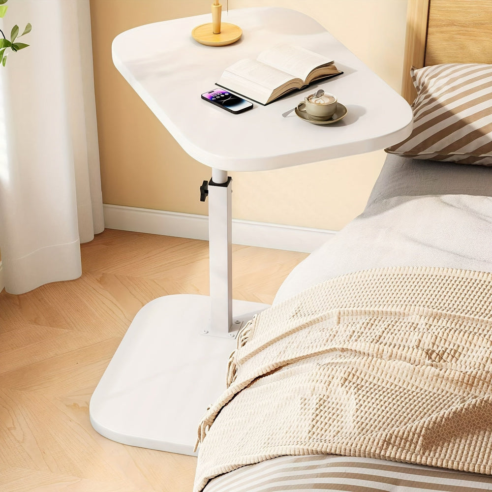 Adjustable Height Side Table with Stylish Wood Top - Versatile & Modern Design for Living Room or Bedroom