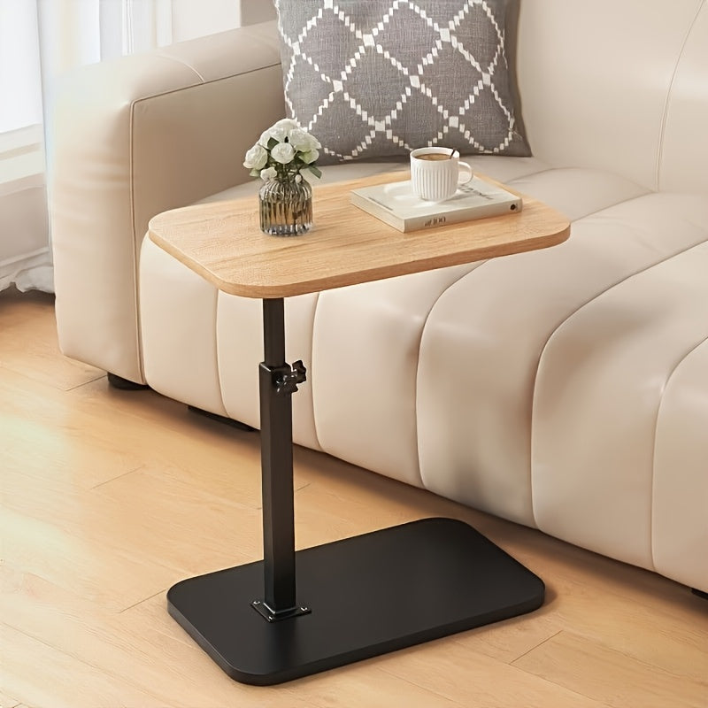 Adjustable Height Side Table with Stylish Wood Top - Versatile & Modern Design for Living Room or Bedroom