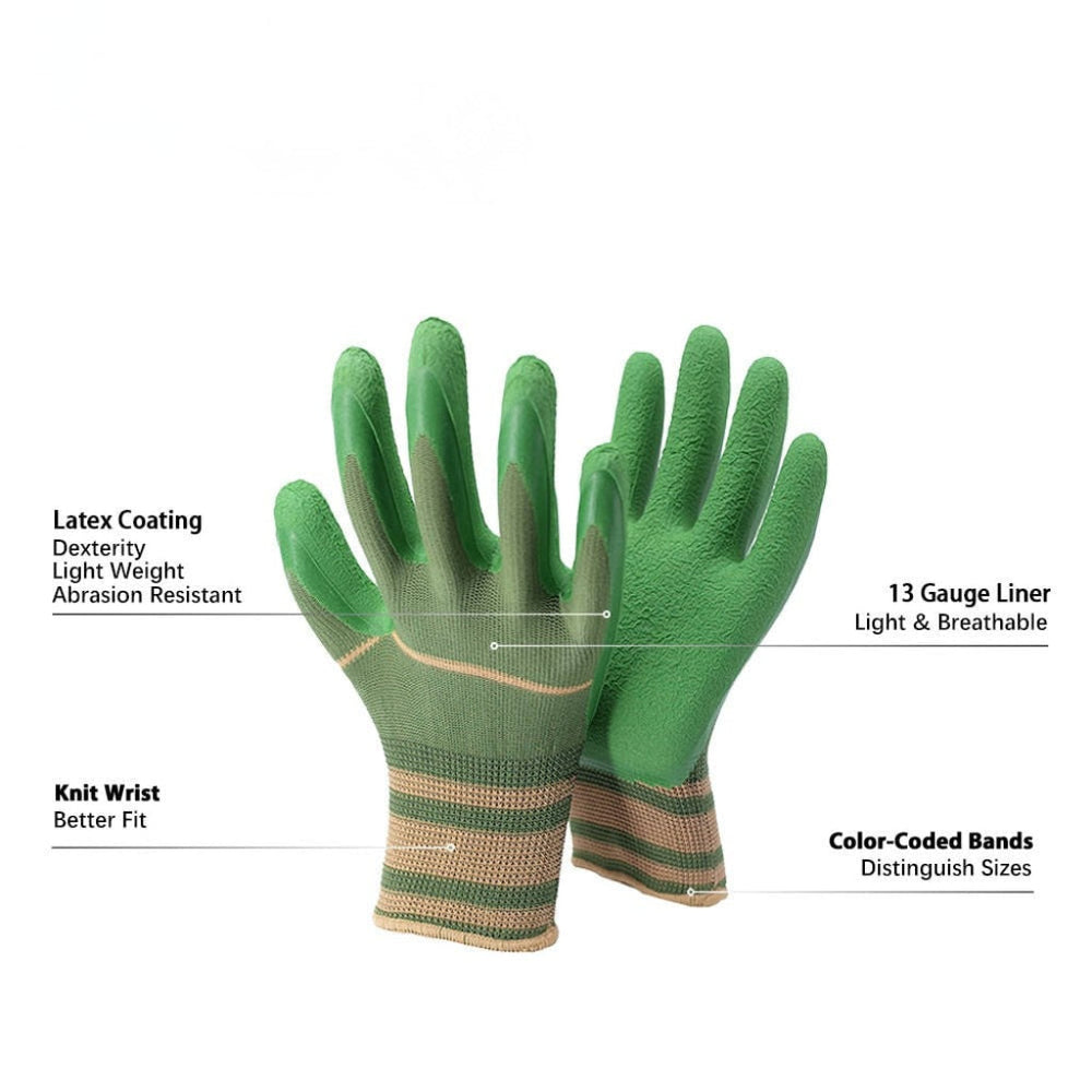 Gardening Gloves – Waterproof, Latex-Coated & Breathable Lightweight Fit