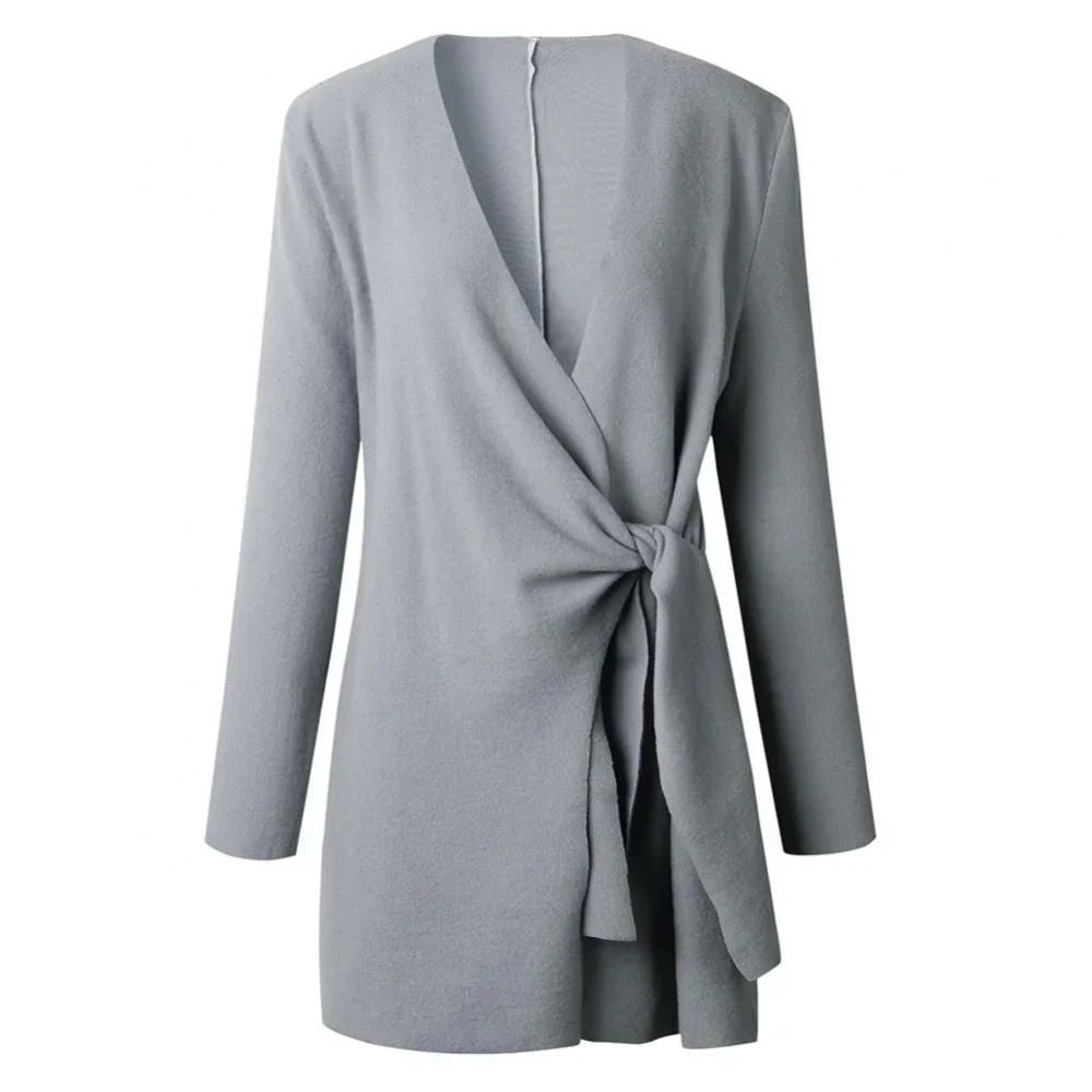 Knitted Women's Cardigan with Bow Belt - Elin