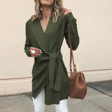Knitted Women's Cardigan with Bow Belt - Elin