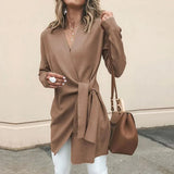 Knitted Women's Cardigan with Bow Belt - Elin