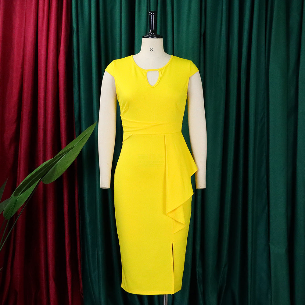 Plus-Size Asymmetrical Sleeveless Dress - Stylish & Flattering Design for Every Occasion