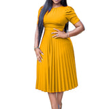 Chic Plus-Size Elegant Pleated Dress for Women - Flattering Fit & Stylish Design