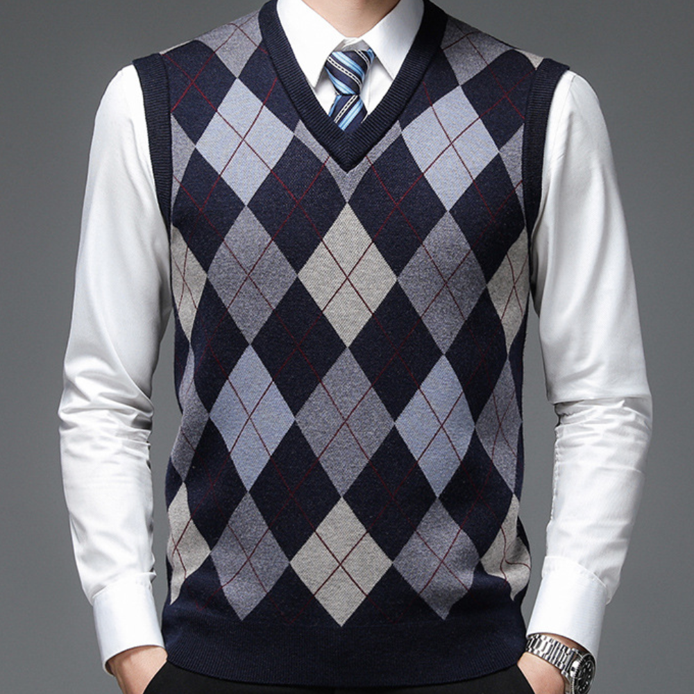 Gentlemen's Spencer with Stylish Argyle Pattern - Felix