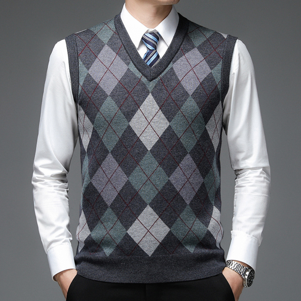 Gentlemen's Spencer with Stylish Argyle Pattern - Felix
