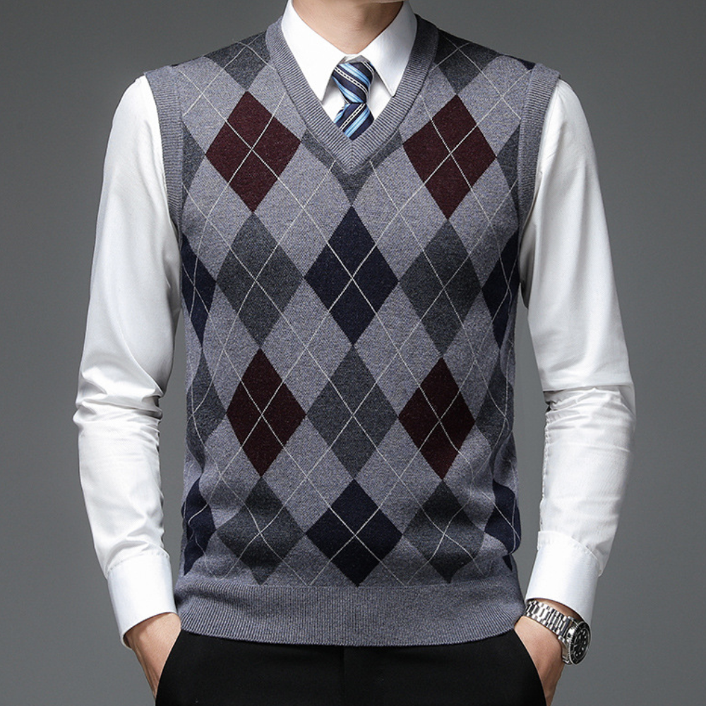 Gentlemen's Spencer with Stylish Argyle Pattern - Felix