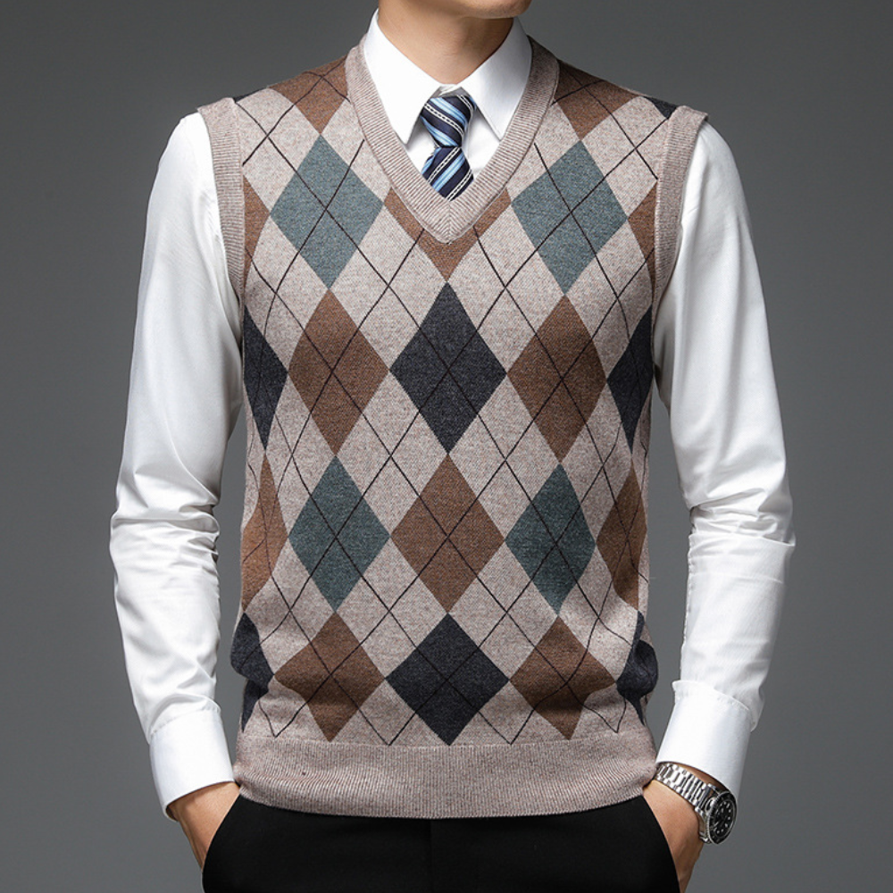 Gentlemen's Spencer with Stylish Argyle Pattern - Felix