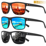Unisex Polarized Sunglasses Set – 3 Pairs, UV400 Protection & Mirrored Lenses