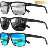 Unisex Polarized Sunglasses Set – 3 Pairs, UV400 Protection & Mirrored Lenses