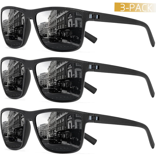Unisex Polarized Sunglasses Set – 3 Pairs, UV400 Protection & Mirrored Lenses