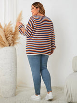 Plus-Size Wool-Blend Pullover Sweater with Trendy Fall Stripes - Cozy & Stylish Women's Knitwear